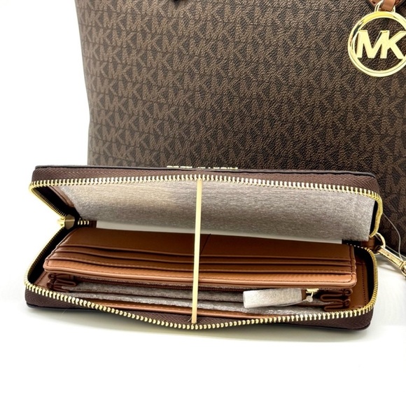 Michael Kors Sheila Large Logo Tote Bag & Matching Continental Wallet Brown - Picture 11 of 13